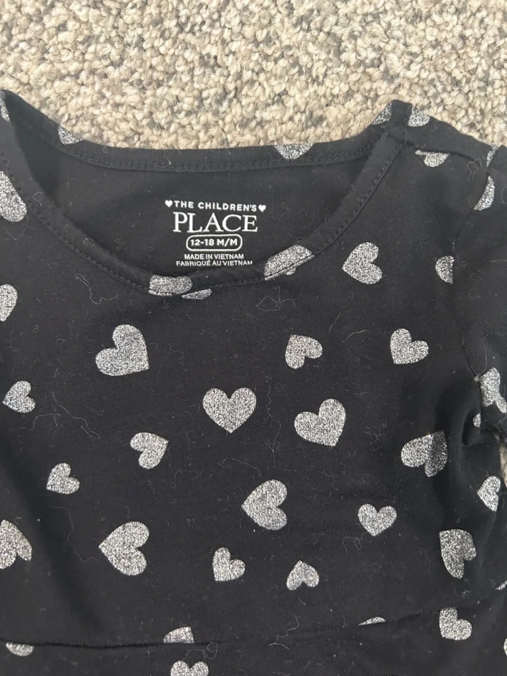 The Children's Place Black Dress with Silver Heart Print - Picture 2 of 3